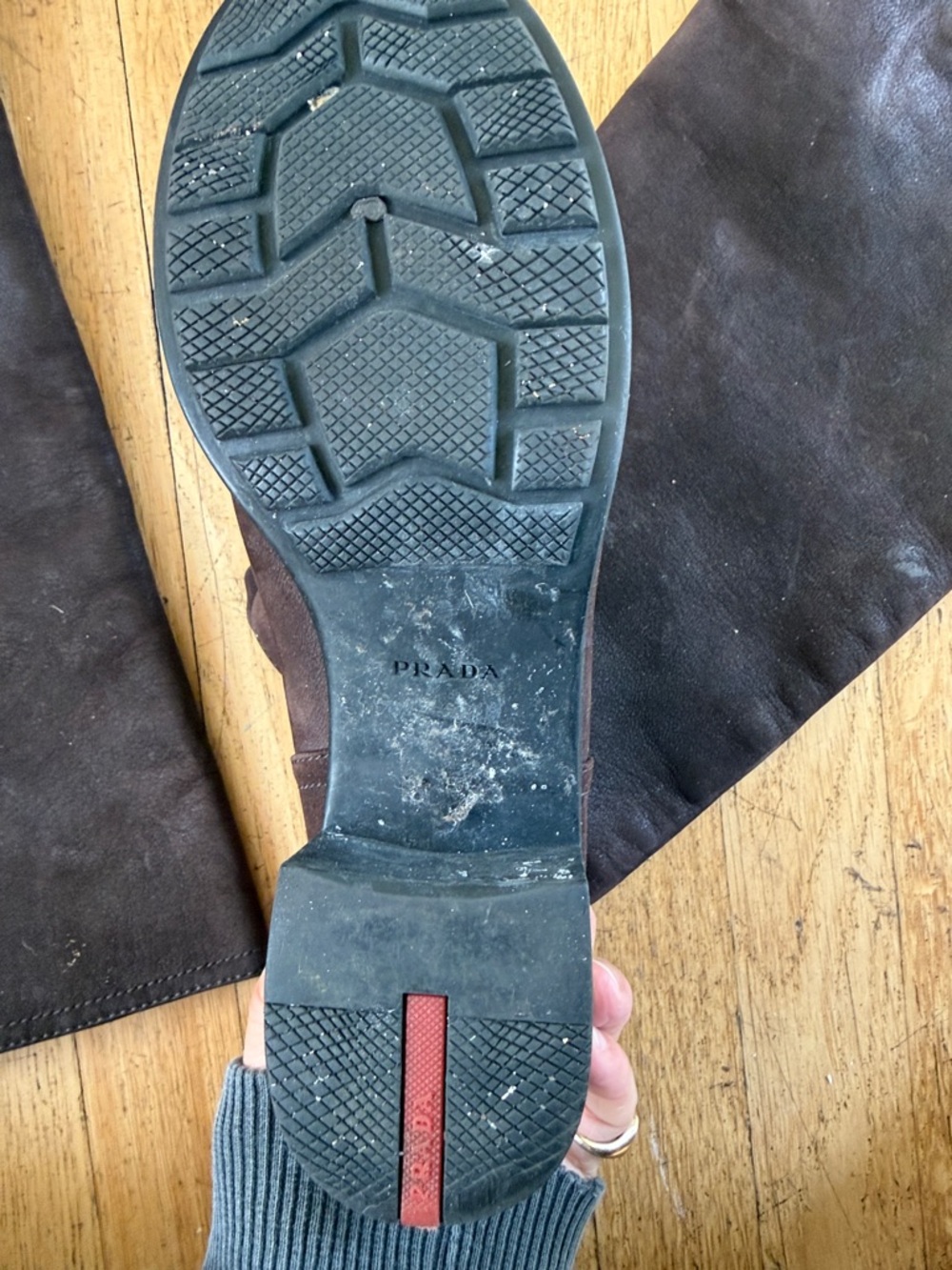 Prada Brown Suede Boots with Buckle - Picture 2 of 4